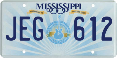 MS license plate JEG612