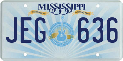 MS license plate JEG636