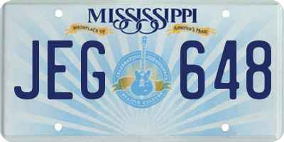 MS license plate JEG648