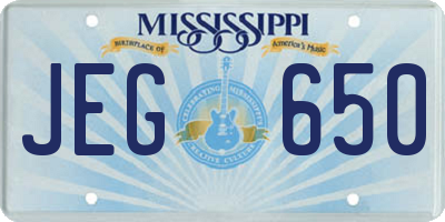 MS license plate JEG650