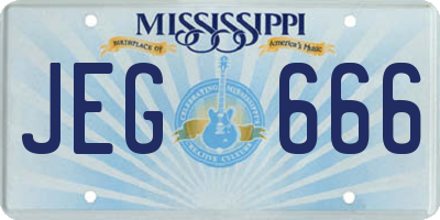 MS license plate JEG666