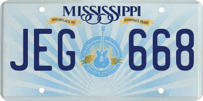 MS license plate JEG668