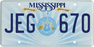 MS license plate JEG670