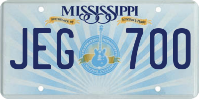 MS license plate JEG700