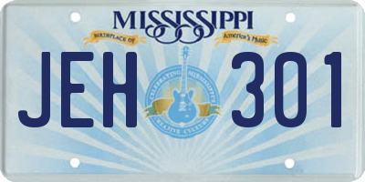 MS license plate JEH301