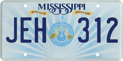 MS license plate JEH312