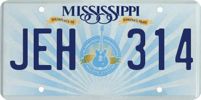 MS license plate JEH314