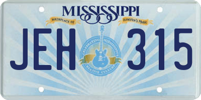 MS license plate JEH315