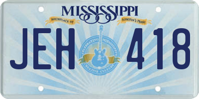 MS license plate JEH418