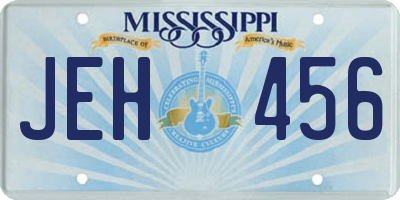 MS license plate JEH456