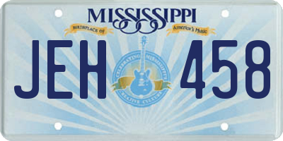 MS license plate JEH458