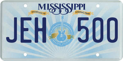 MS license plate JEH500