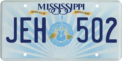 MS license plate JEH502