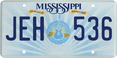 MS license plate JEH536