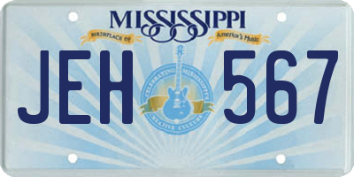 MS license plate JEH567