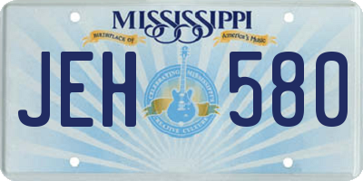 MS license plate JEH580