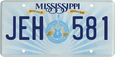MS license plate JEH581