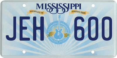 MS license plate JEH600