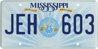 MS license plate JEH603