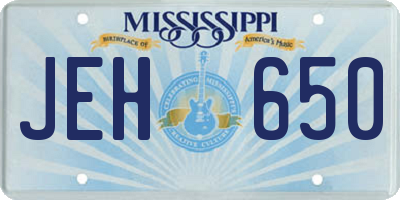 MS license plate JEH650