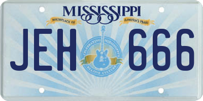 MS license plate JEH666