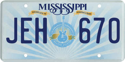 MS license plate JEH670