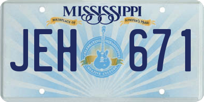 MS license plate JEH671