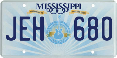 MS license plate JEH680