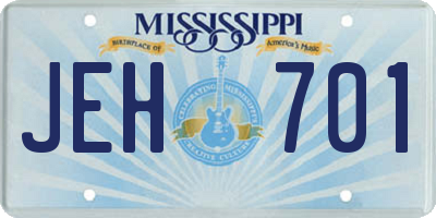 MS license plate JEH701