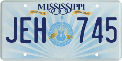 MS license plate JEH745