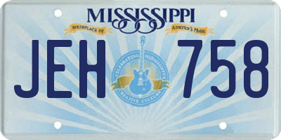MS license plate JEH758