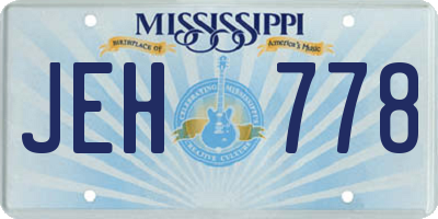 MS license plate JEH778