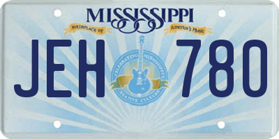 MS license plate JEH780