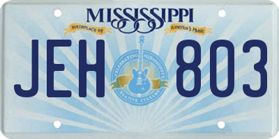 MS license plate JEH803