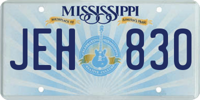 MS license plate JEH830