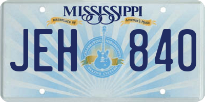 MS license plate JEH840