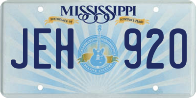 MS license plate JEH920