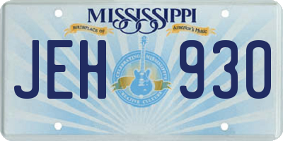 MS license plate JEH930