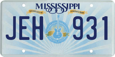 MS license plate JEH931
