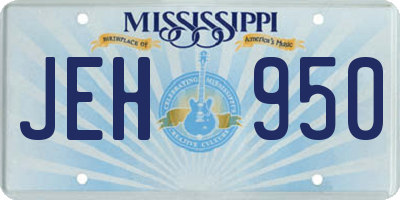 MS license plate JEH950
