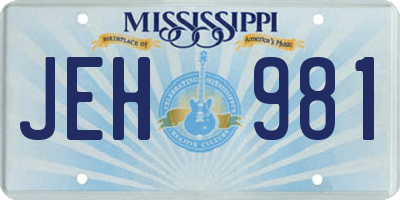MS license plate JEH981