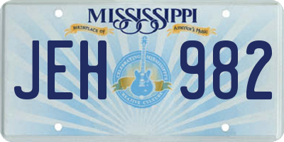 MS license plate JEH982