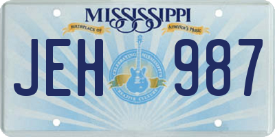 MS license plate JEH987