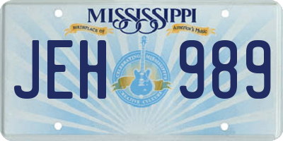 MS license plate JEH989