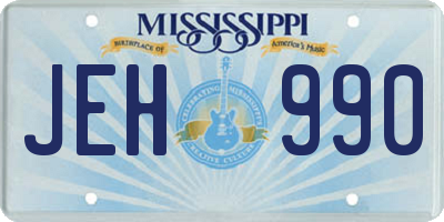 MS license plate JEH990