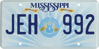 MS license plate JEH992