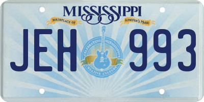 MS license plate JEH993
