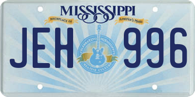 MS license plate JEH996