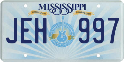 MS license plate JEH997