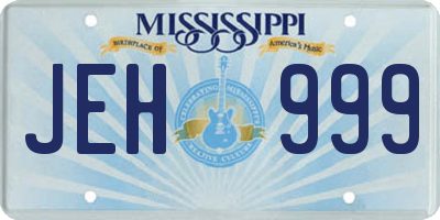 MS license plate JEH999